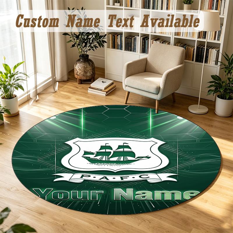 Round Rug Custom NamePlymouth Argyle FC Pattern Non Slip Carpet Home Floor Decor