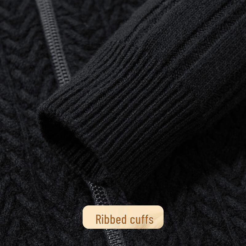 Men's 100% Merino Wool Heavyweight Stand Collar Cardigan Sweater