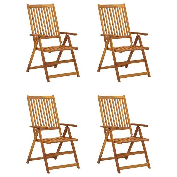 VidaXL Lot de 4 Chaises Inclinables de Jardin avec Coussins, Sièges de Terrasse, Chaises de Salle à Manger, Meubles de Patio 3065357