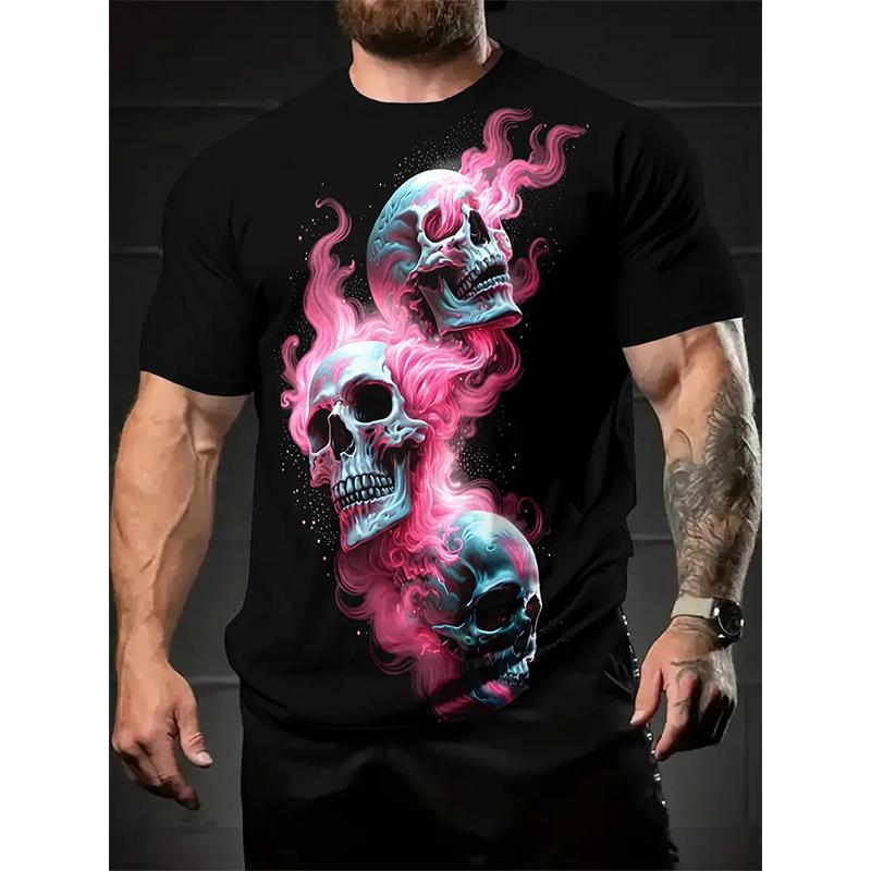Men s T-Shirt Cool Skull Graphic 3D Printed T-Shirt Street Style Round Neck Fashion Men s Oversized T-Shirt Hip Hop Unisex Tops XL