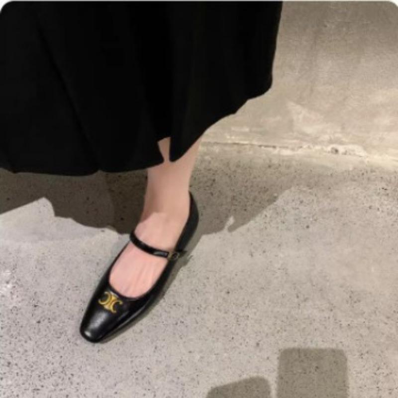[Shei]~ Retro Gold Buckle Belt Mary Jane Shoes Women's Single Shoes Retro Style