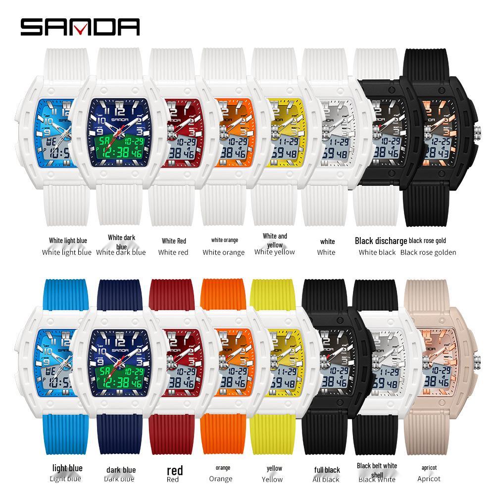 Sanda Unisex Multi-Functional Luminous 50M Waterproof Student Watch with Sunray Dial