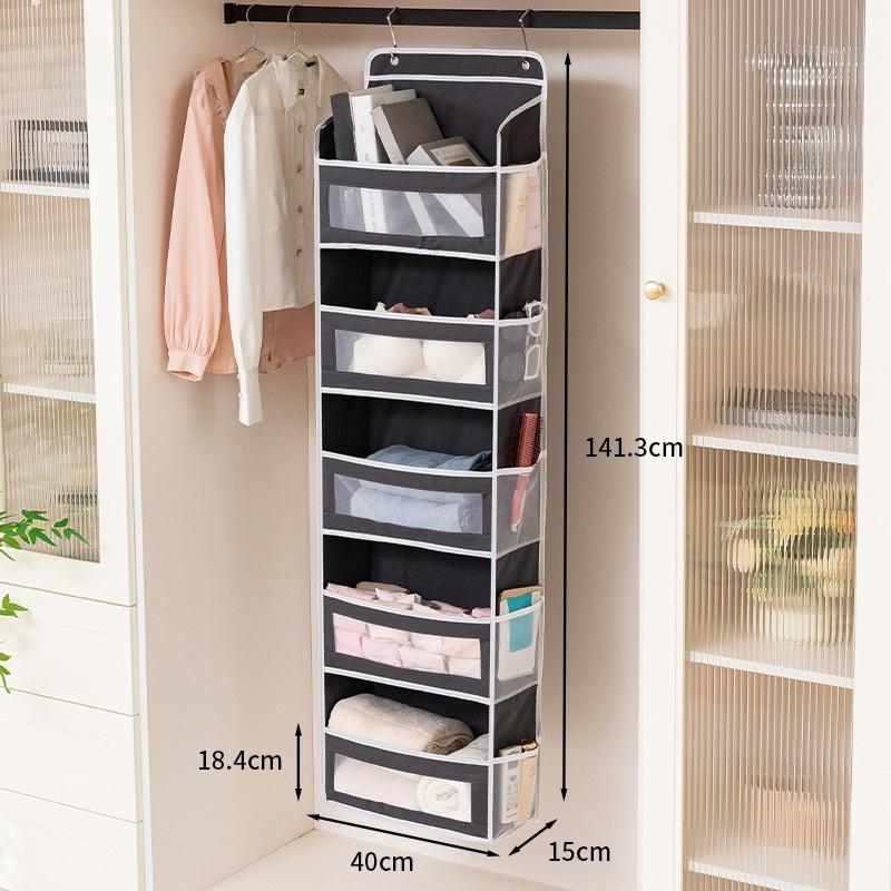 1pc Door Storage Device, 5-Shelf Hanging Storage Organizer, 5 Large Capacity Pockets for Bedroom, Bathroom, Toy, Diaper Storage