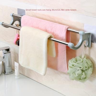 1 stuks Multifunctioneel Spoorloos Dubbelstang Handdoekenrek - Roestvrij Staal en Kunststof Badkamer Opbergrek