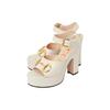 Gucci Horsebit Leather Horsebit One Strap Sandals 12cm Women's White 674776 BKO00 9049