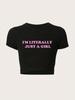 European and American style women's clothing new INS personalized street letter printing short navel short-sleeved T-shirt top