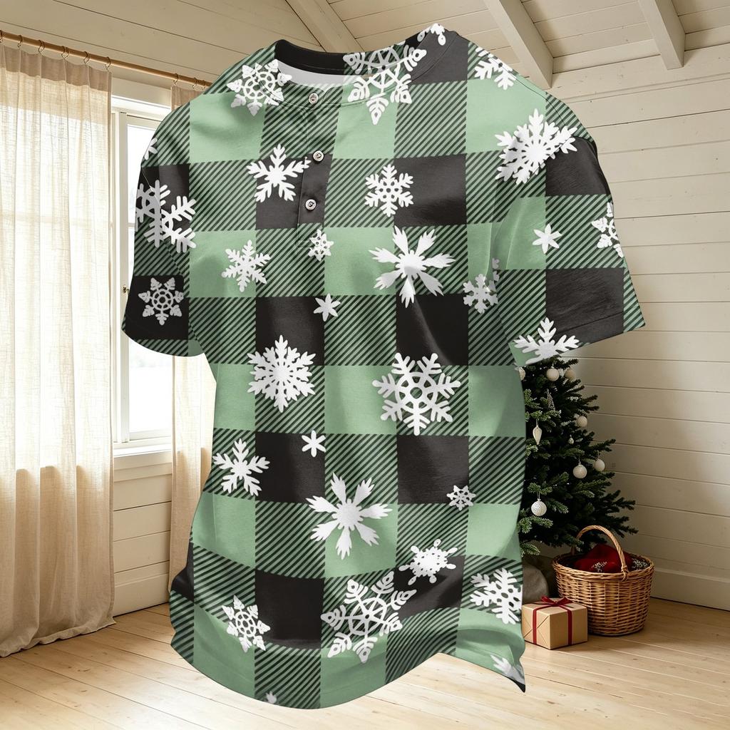 Men's Quick Dry Short Sleeve Round Neck T-Shirt with Christmas Print