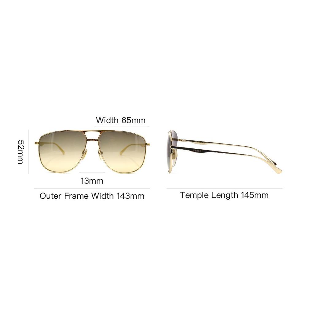 Gucci Brilliant Glory Series Business Travel Edition High Definition Aviator Sunglasses Men Sunglasses Gold GG0336S-001