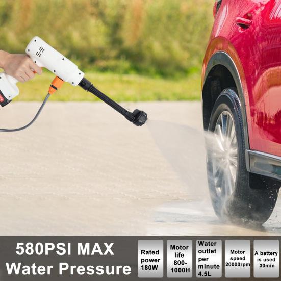 Electric Pressure Washer, 180W Portable Auto Cordless Electric Power Washer with 6-in-1 and Adjustable Nozzle 2 Batteries 1 Charger