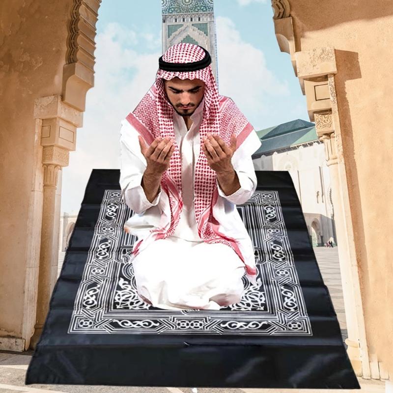 5pcs Islamic Travel Prayer Mat Set Optional Compassed Waterproofie Polyester Prayer Carpet With Large Carry Bag 60x100cm