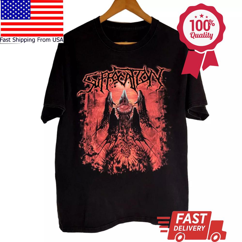 

Suffocation Blood Oath Short Sleeve Cotton Black All Size Gift Shirt Unisex T-Shirt XXL