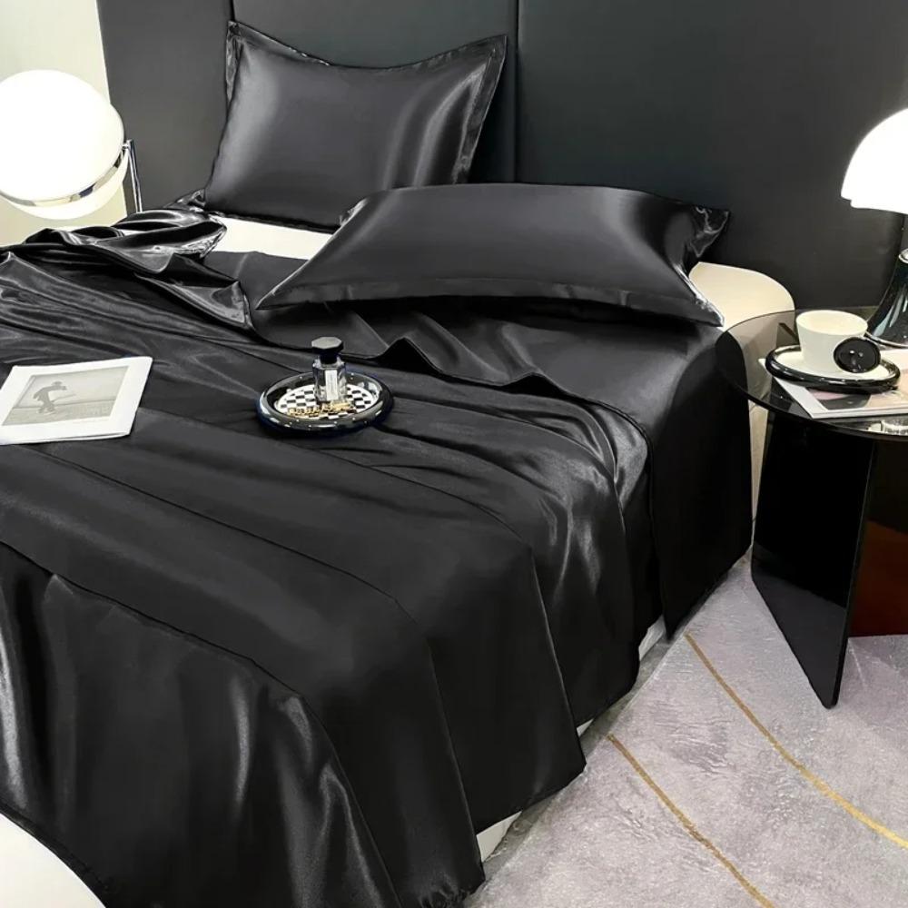 3pcs/set Ice Cooling Satin Bed Sheet Sets Smooth Bed Linen Household Mattress Protector  Hotel