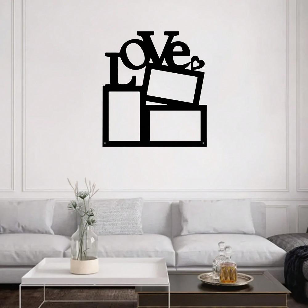 Metal Love Heart Wall Art Black Powder Coated Iron Retro Home Decor Gift