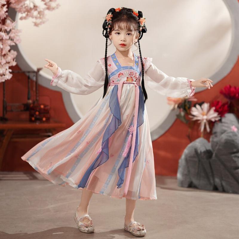 

Ханфу девушка в китайском стиле тканевое летнее платье античный костюм Тан костюм супер феи платье маленькая девочка юбка русалки принцессы нижнее белье XXL