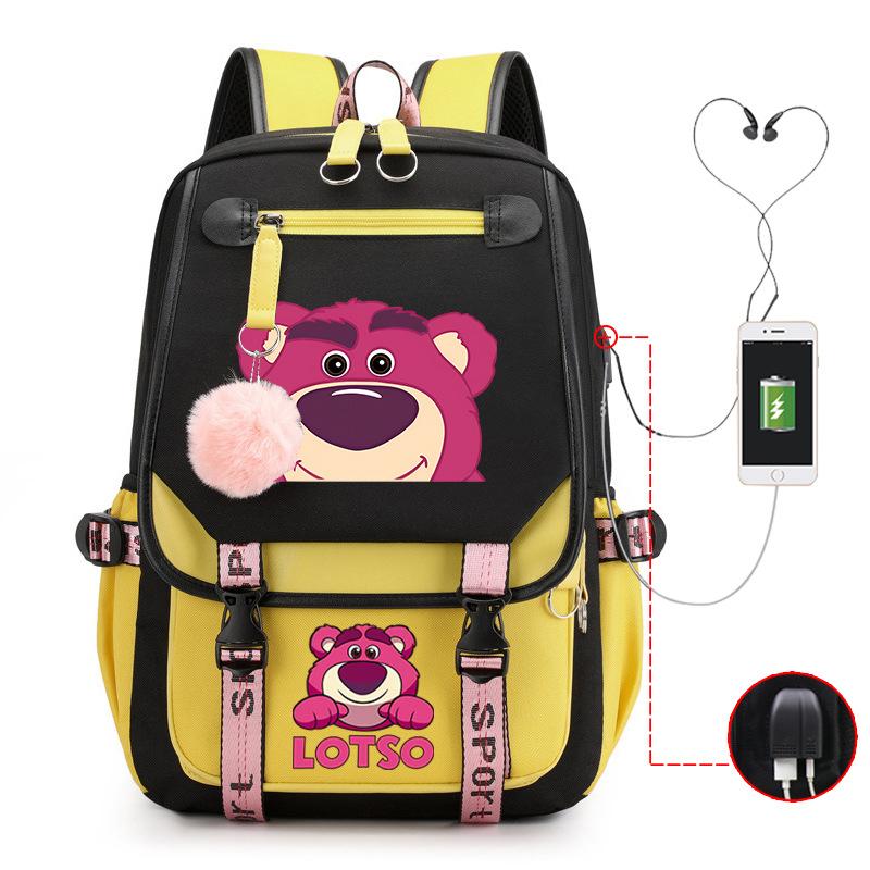 Mengmeng Xiaoqing Strawberry Bear Printing College Style Campus Primary School Student School Bag Lightweight And Large Capacity