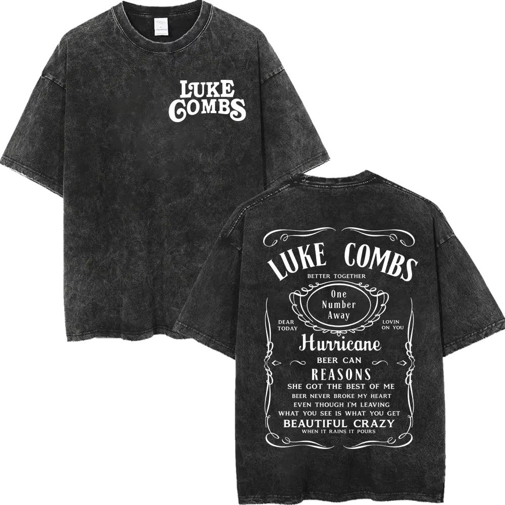 Simple Chic Street Clothing Vintage Gewassen Luke Combs Tour 2026 Merch T-shirts Mannen Vrouwen Mode Y2k Oversized T-shirt Zomer Mode Trendy Tee M