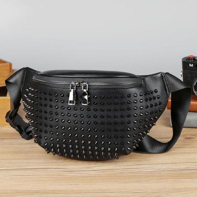 Borsa a tracolla e marsupio unisex stile punk con borchie – Moda europea/americana Primavera/Estate