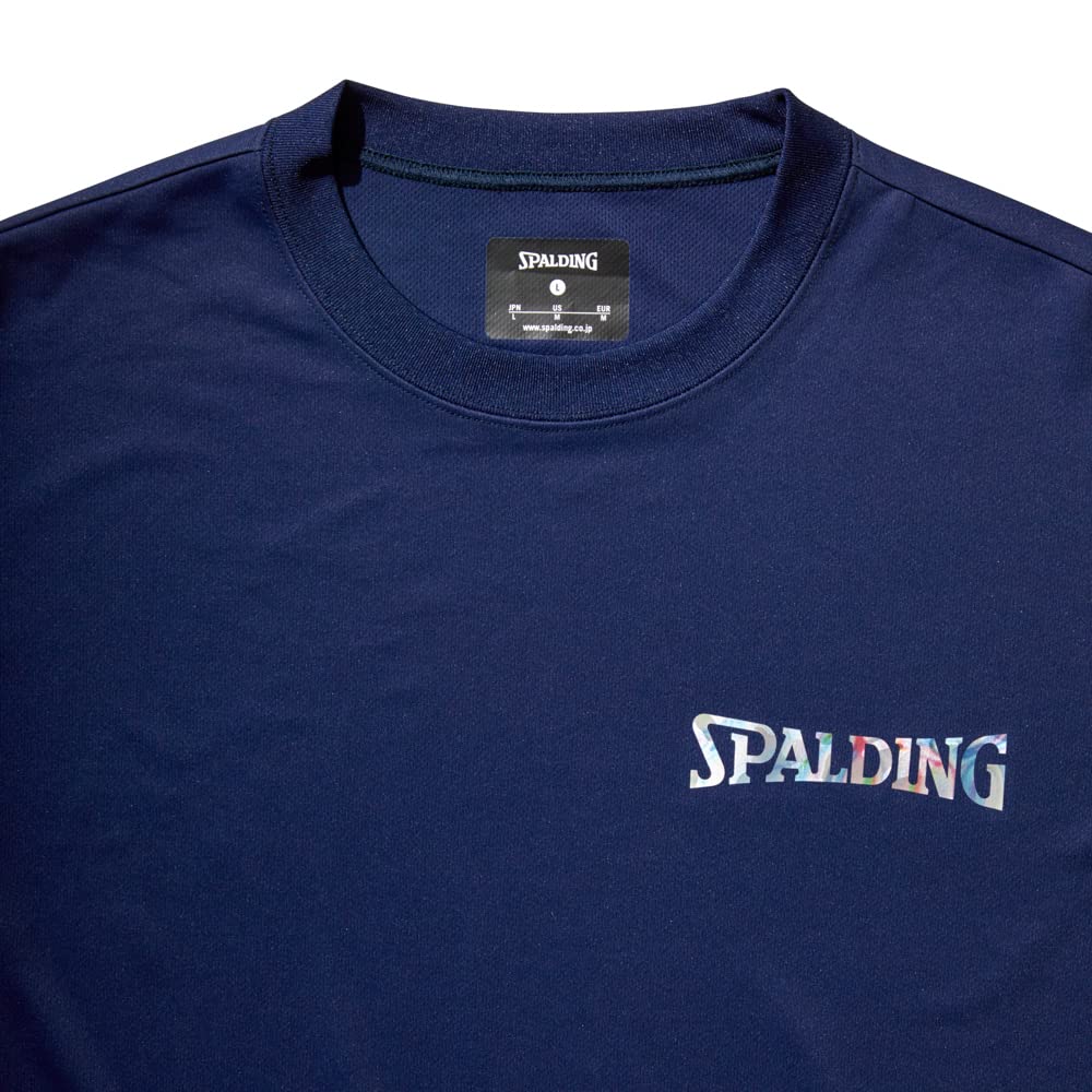 Spalding Basketball Long Sleeve T-Shirt with Hologram Wordmark, Navy, Size XL, SMT22129