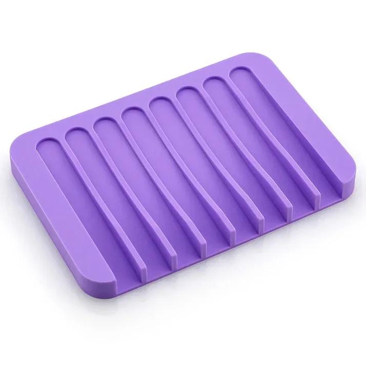 

Цветная силиконовая мыльница и органайзер для слива — не требует установки, идеально подходит для аксессуаров для ванной комнаты 11.5cm фиолетовый