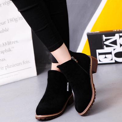 Women Boots, Autumn Winter Boots, Classic, Zipper, Snow Ankle Boots, Winter Suede, Warm Fur Plush, Women Shoes, 42