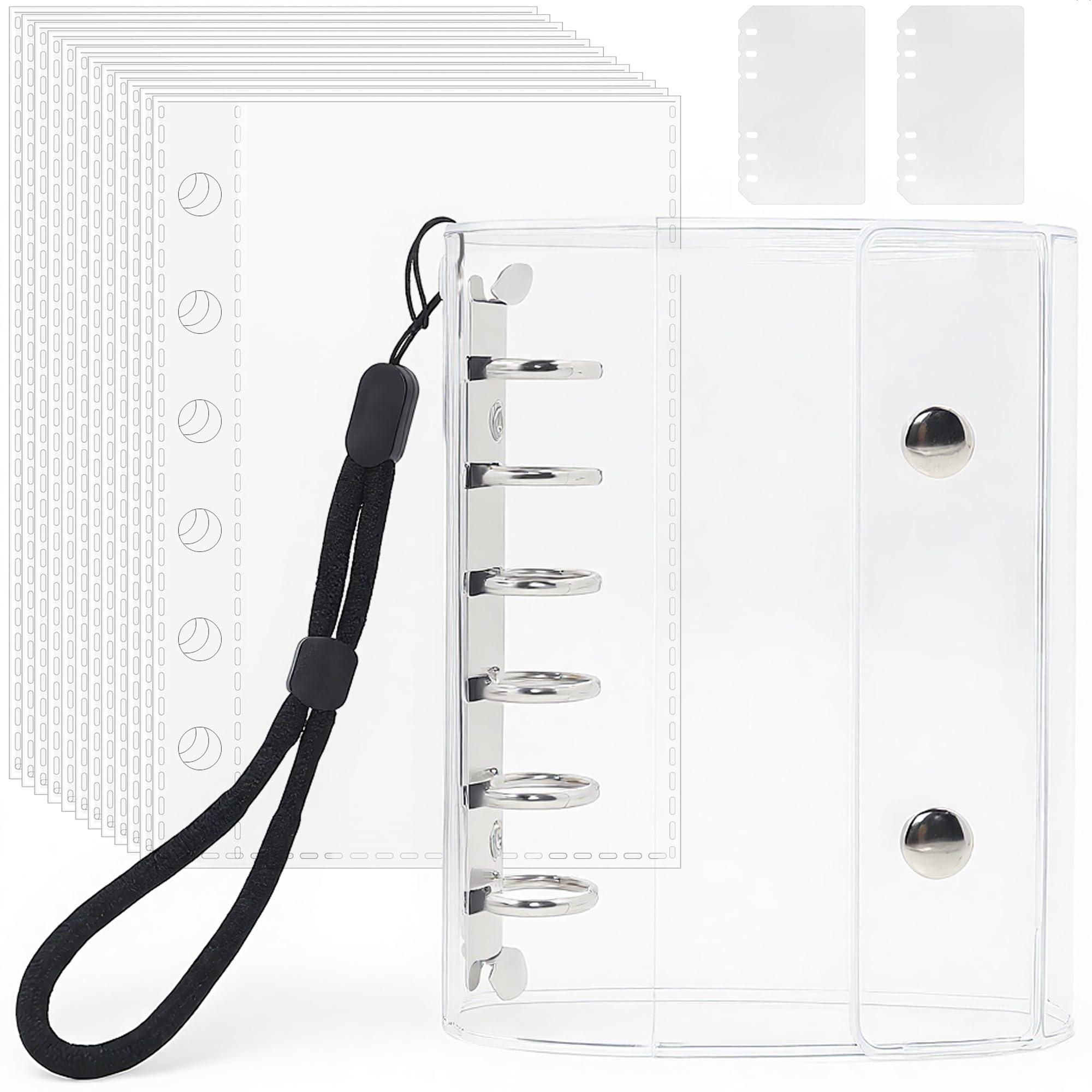 

A7 Size Transparent Peelable Sticker Book for Sticker Clear Binder with 6 Sticker 10 Sticker Includes 2 PP Sheets and a Dedicated Strap Girls, Binder,