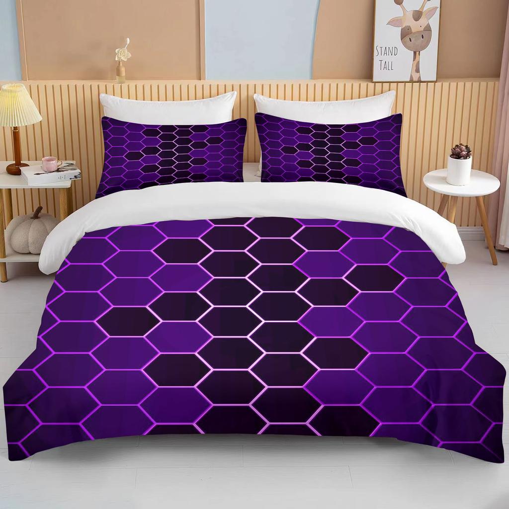 3D Geometric Hexagonal Rhombus Print Bedding Set Duvet Cover 1 Duvet Cover 2 Pillowcases Adult and Kids Bedding Set Luxury Gifts