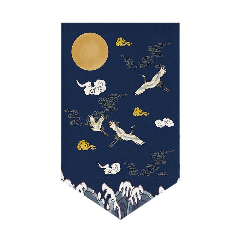 Japanese Short Door Curtain Wave Koi Kitchen Partition Triangle Flag Restaurant Hanging Curtain Pennant Izakaya Decor Drapes