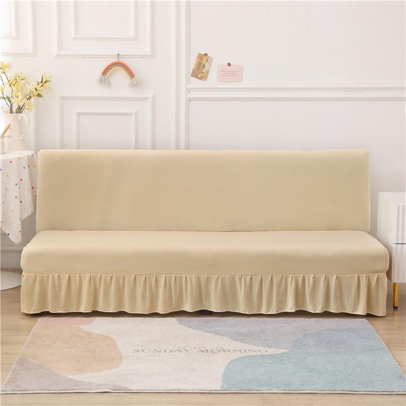 Solid Color Elastic Folding Sofa Bed Cover With Skirt Without Armrest Sofa Cover Seat Furniture Couch Cover for Living Room