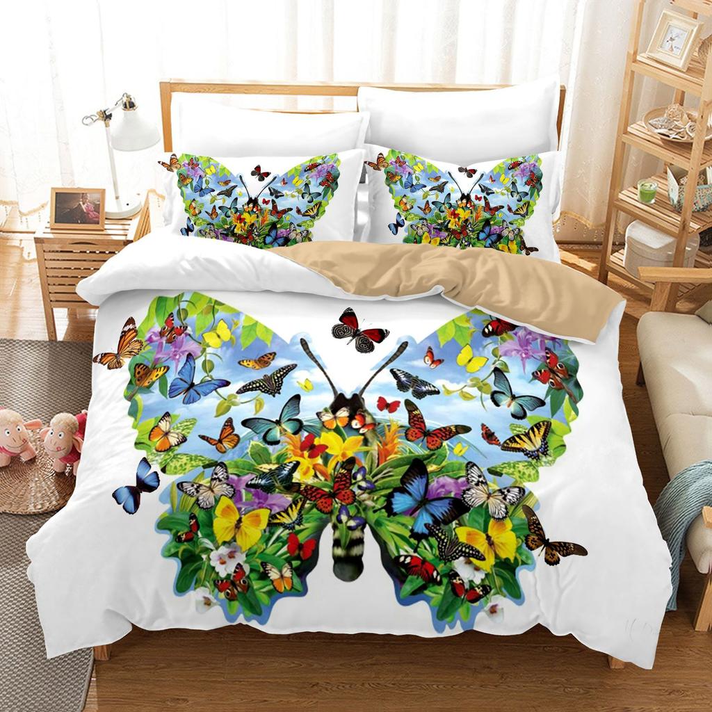 Butterfly 3D Digital Printing Kit Quilt Set Three-Piece Set