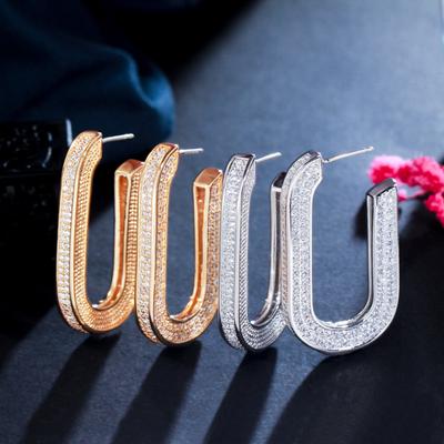French Atmospheric Heavy Industry Needle Earrings High-End U-Shaped Zircon Earrings Jewelry