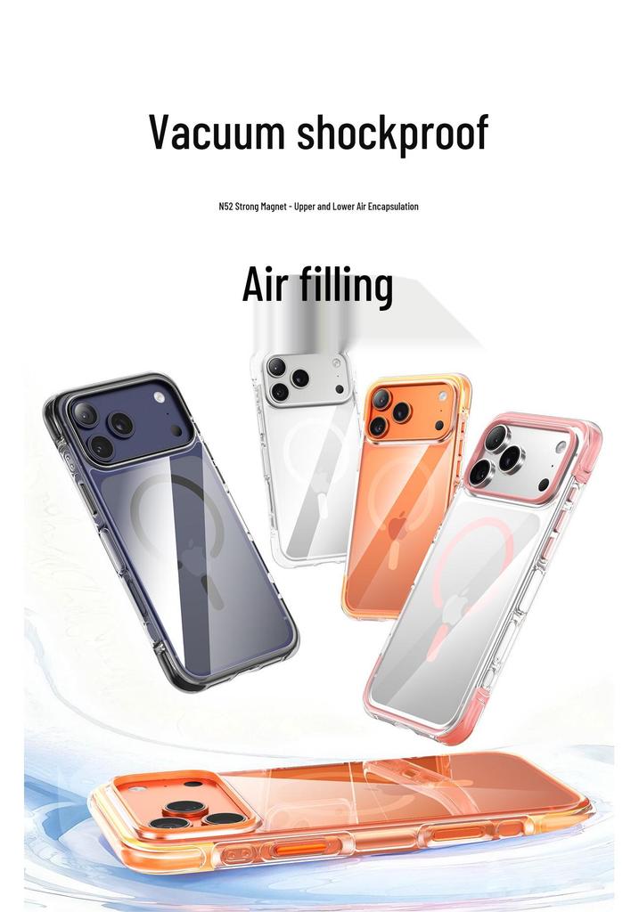 iPhone 17 Pro Max Color-Block Airbag Transparent Magnetic Case - New Anti-Fall Protective Cover