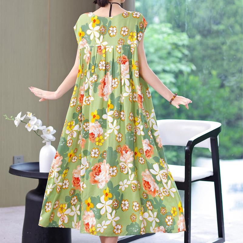 Rochie Vintage Vara Marime Plus Femeie Oversize Largi Fara Maneci Casual Elegant Rochii Lungi