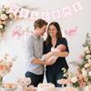 2pcs Welcome Baby Banner, Pre-Strung Pink Bow Welcome Baby Sign Hanging Banner Perfect Decorations and Photo Props for Girls Babies Shower Gender
