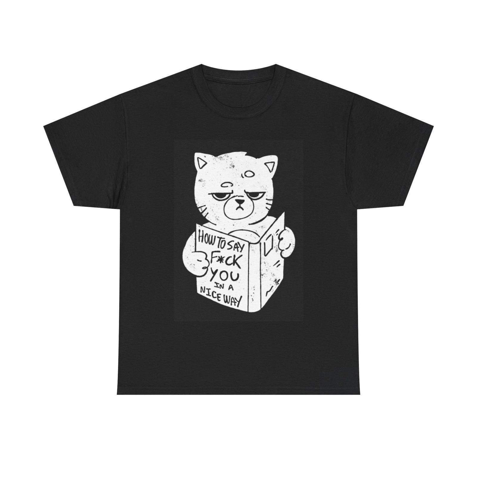 Funny Cat Jokes Shirt Cat Reading Book Graphic Jokes Unisex Heavy Cotton Tee 2XL