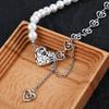 Elegant Korean Style Titanium Steel Heart Shaped Necklace With Pearl Chain Design