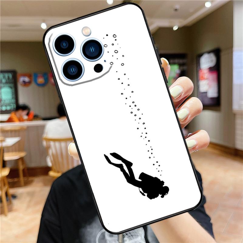 Scuba Diver Diving Case For iPhone 18 16 15 11 12 13 14 Pro Max XS XR X 7 8 Plus 12 13 Mini Soft Cover