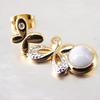 Altesse [F7184] - Handcrafted Gold-plated Earrings 'Papillon Lumière' Opalescent Purple - 25x10 Mm