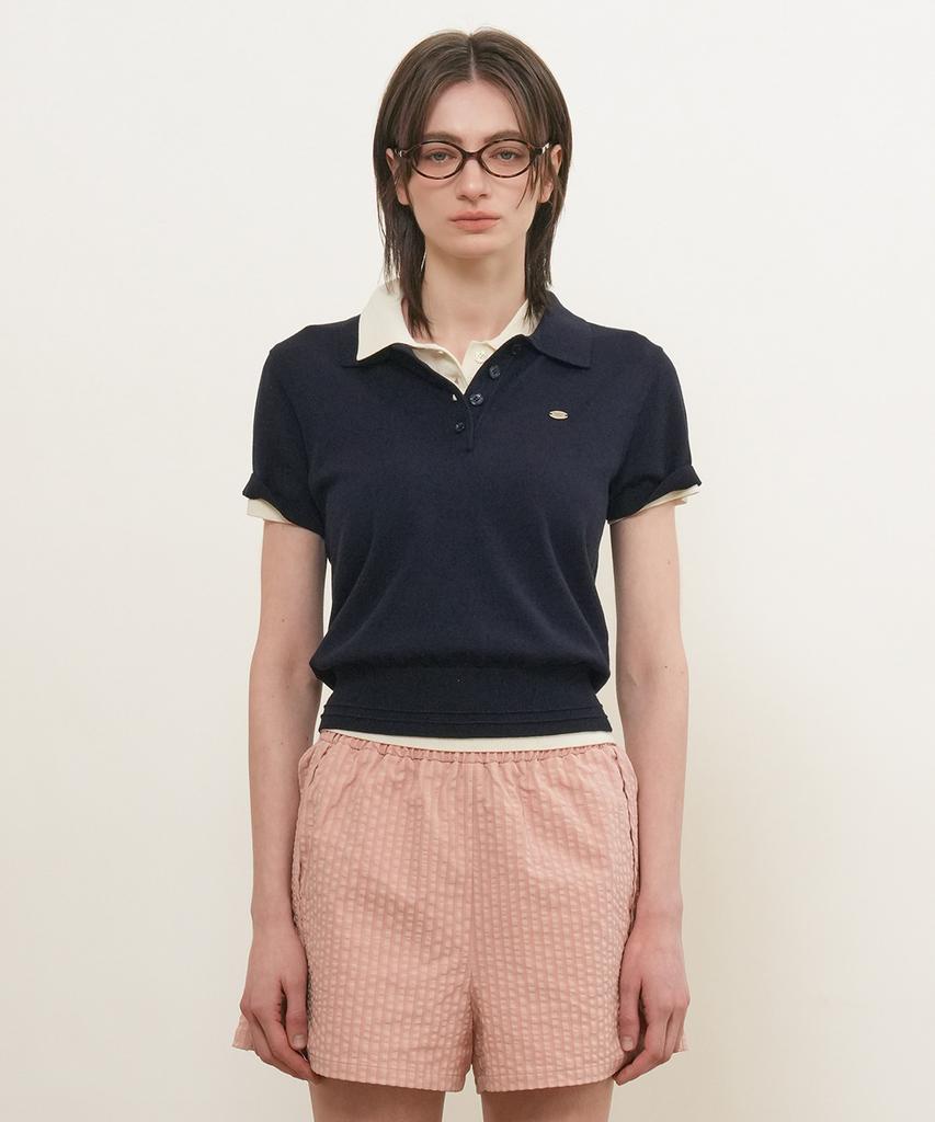 GENERALIDEA Airy Essential Collar Half Knit [Navy] / Wbe2L05513