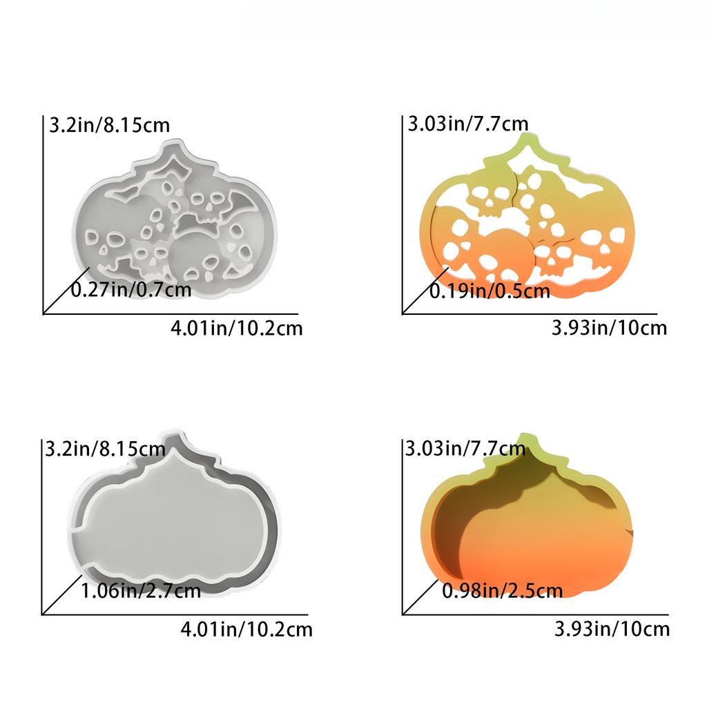 Diy hollow pumpkin silicone mold Halloween home horror ornaments decorative epoxy resin gypsum cement concrete mix casting molds
