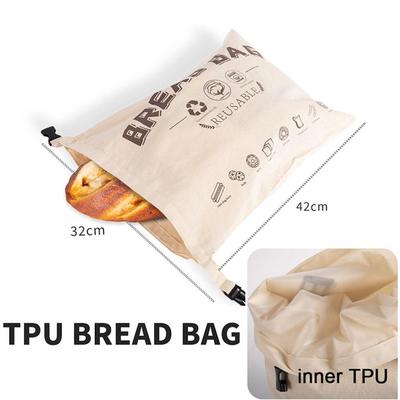 Brotbeutel aus Baumwolle mit Schnalle, wiederverwendbarer Aufbewahrungsbeutel, natürlicher, ungebleichter TPU-Brotbeutel in Lebensmittelqualität zur Aufbewahrung von Laib, Baguette und selbstgemachtem Handwerkerbrot