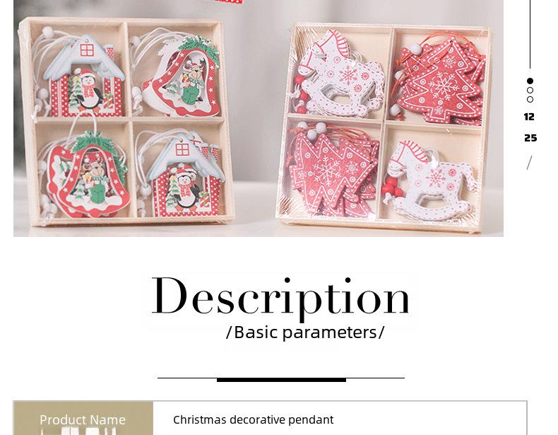 Creative Wooden Christmas Ornaments: Small Reindeer Tree Pendants with Exquisite Painted Box