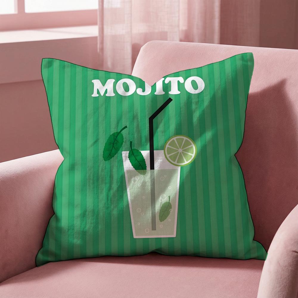 Classic Art Mojito Cocktail Cushion Cover Multi-Scene Pillow Cover for Home & Car - Reversible, Soft & Durable for Daily Use
