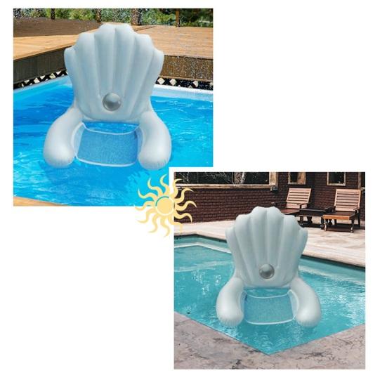 Schwimmender Stuhl Muschelform Aufblasbarer Pool-Schwimmkörper Leicht Tragbar Einfach aufzublasen Outdoor Wasser-Schwimmstuhl