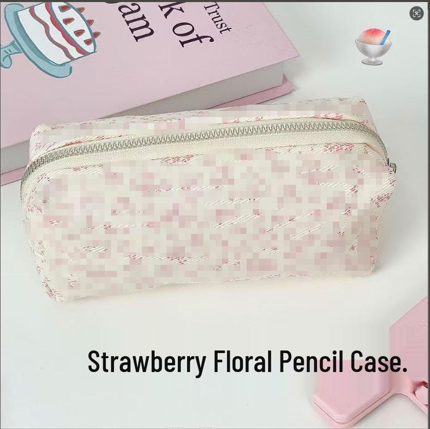 High-Capacity Cute Bow Makeup & Stationery Bag for Students