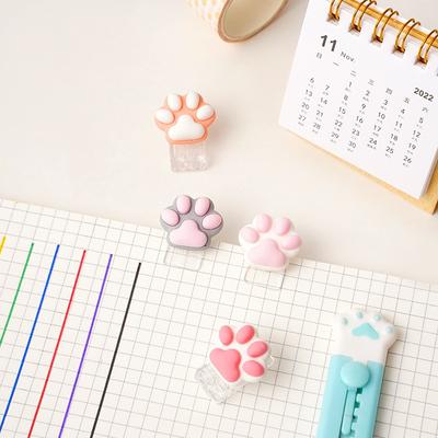 4 Pcs/set Mini Paper Clip Cute Cartoon Cat Paw Bookmark Kawaii Scrapbook Journal Clip Student Stationery Acrylic Clip Office Accessories