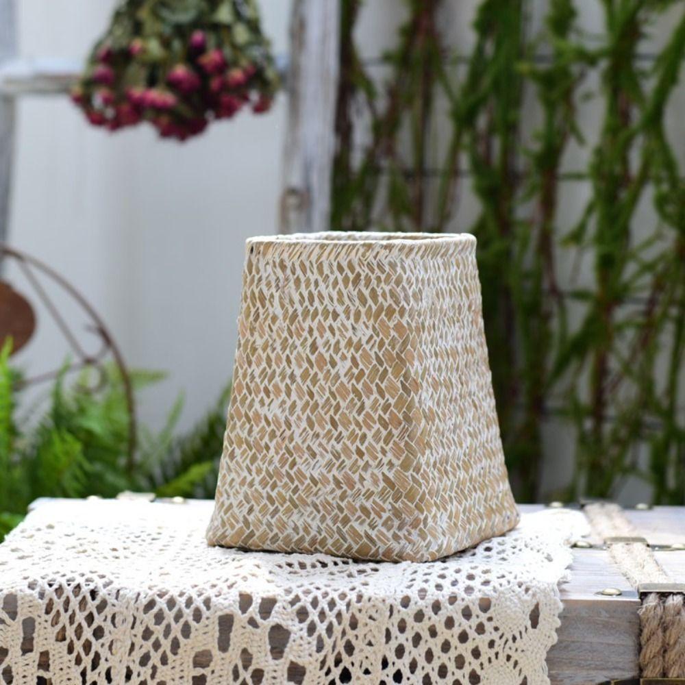 Imitation Woven Vase Geometric Design Flower Plant Pot  Home Decoration