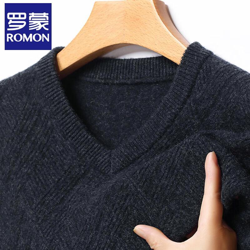 Romon Men s Thick 100% Merino Wool V-Neck Sweater 3XL