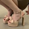 Fashion Eilyken Summer Butterfly-knot Square Toe Platform Woman Sandals Street Style High Heels Buckle Strap Banquet Shoes