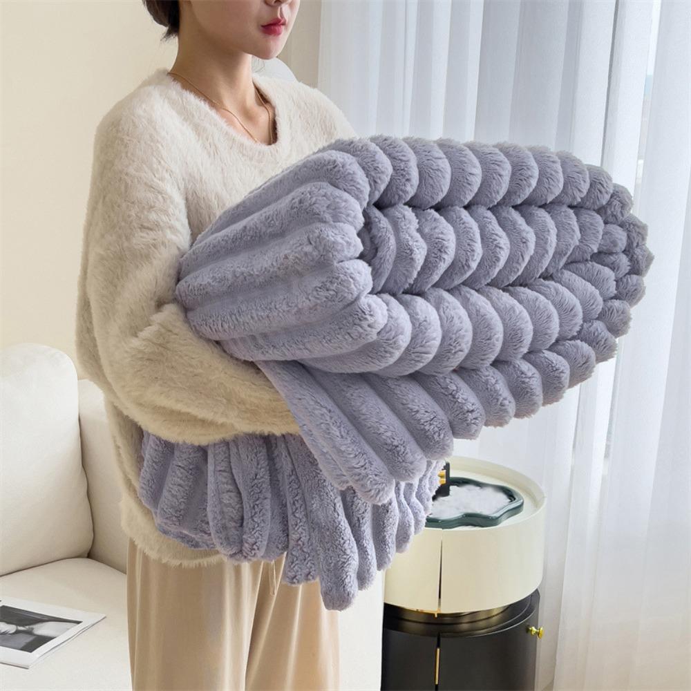 Warm Warm Blanket Double Sided Conditioning Quilt New Plush Striped Blankets