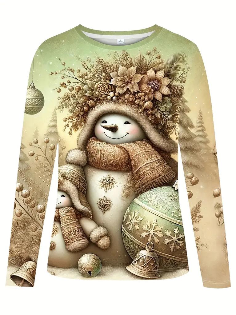 Funny Christmas Ornament Printed T-Shirt Santa Claus Costume 3D Print Men's Long Sleeve T Shirt Harajuku Pullovers Men Clothing